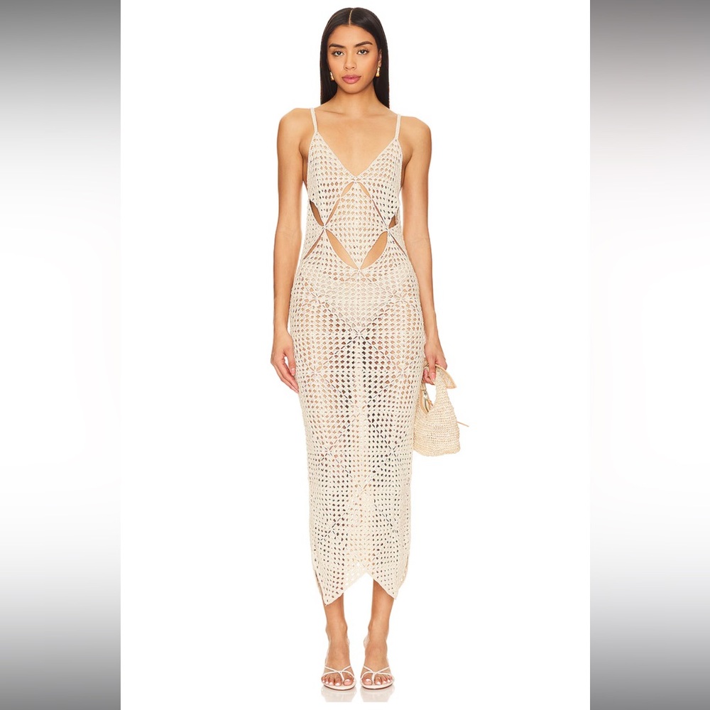 LPA Odella Crochet Dress in Champagne - xs